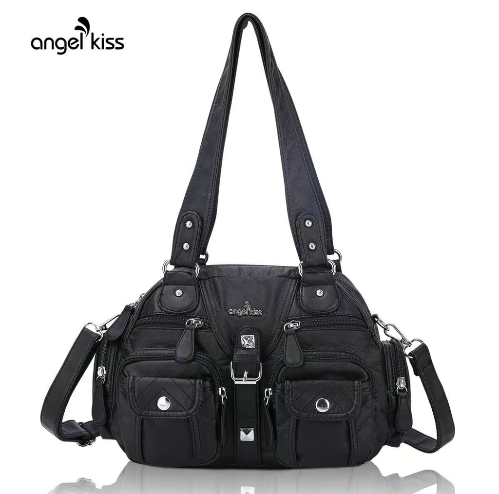 Women's Soft Leather Multipocket Minimalist Hobo(11.25" x 4.3" x 8.5") Crossbody Messenger Bag - Removable Adjustable Strap, Casual Handbag, Everyday Purse, Hobo Crossbody Purses, Casual Bags, Minimalist Crossbody Bag, Handbag Crossbody Bag