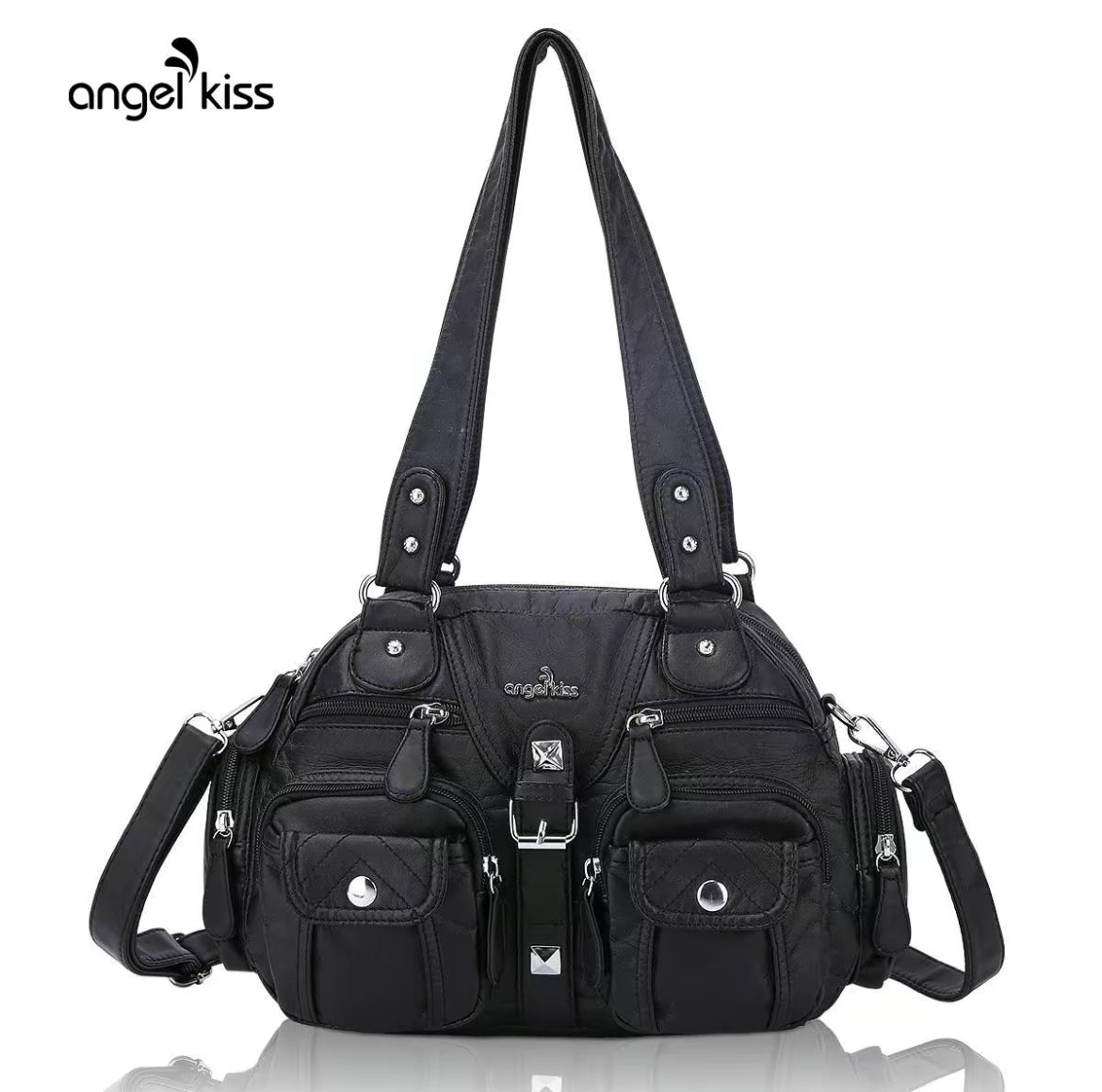 Women's Soft Leather Multipocket Minimalist Hobo(11.25" x 4.3" x 8.5") Crossbody Messenger Bag - Removable Adjustable Strap, Casual Handbag, Everyday Purse, Hobo Crossbody Purses, Casual Bags, Minimalist Crossbody Bag, Handbag Crossbody Bag