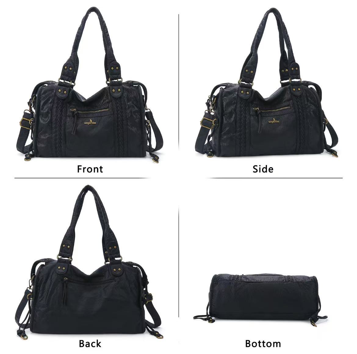 Bag for Women, Vegan Leather Hobo Satchel, Large 15.3"x6.6"x11.4" Tote Purse Shoulder Bag