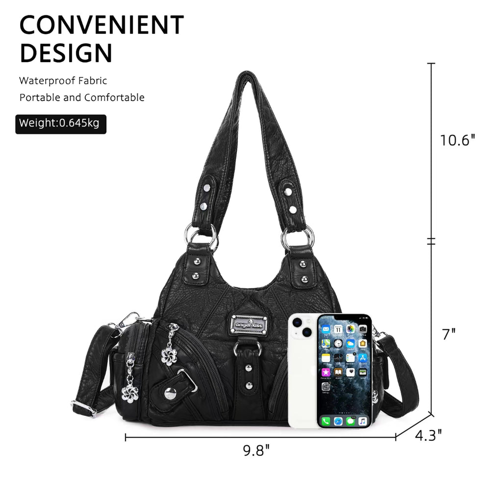 Women's Stylish Small Crossbody Purse (11.4"x4.4"x7") - Leather-Textured Vegan Leather Multi-Pocket Zipper Tote, Casual Shoulder Bag, Trending Everyday Bags for Women Summer Accessory, Stylish Bag, Accessories For Women