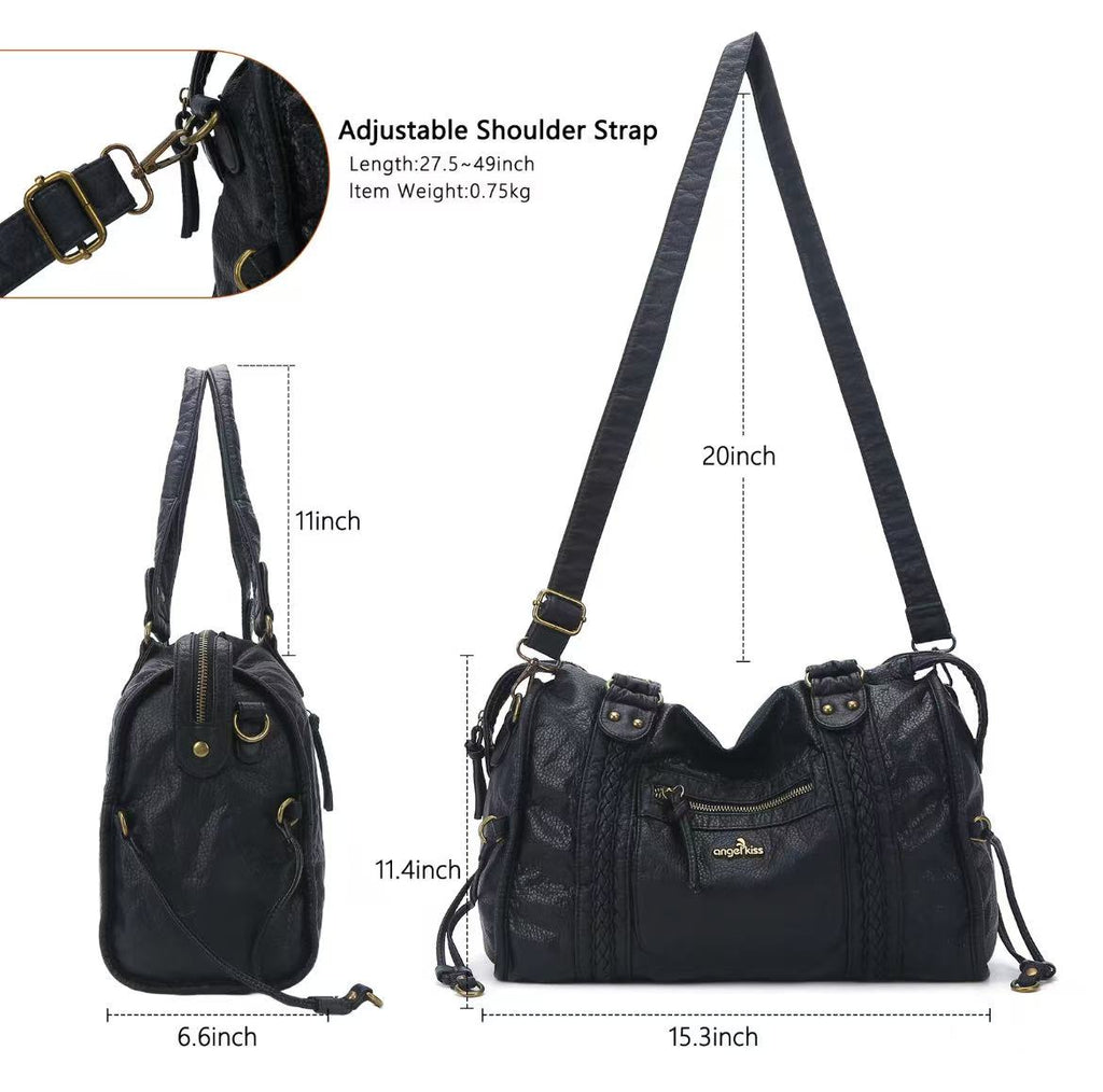 Bag for Women, Vegan Leather Hobo Satchel, Large 15.3"x6.6"x11.4" Tote Purse Shoulder Bag